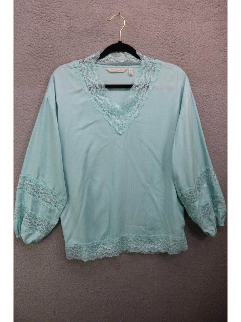 Soft Surroundings Teal V Neck Long Sleeve Tunic-XS-Oversized-Feminine-Romantic